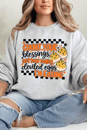 Count Blessings Not Deviled Eggs Heavy Blend Crew Sweatshirt - Wholesale Accessory Market