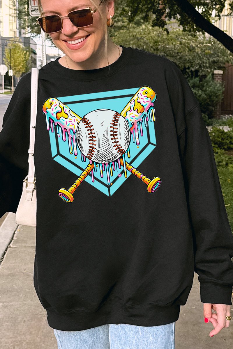 Drippy Baseball Home Plate Heavy - weight Crew Sweatshirt - Wholesale Accessory Market
