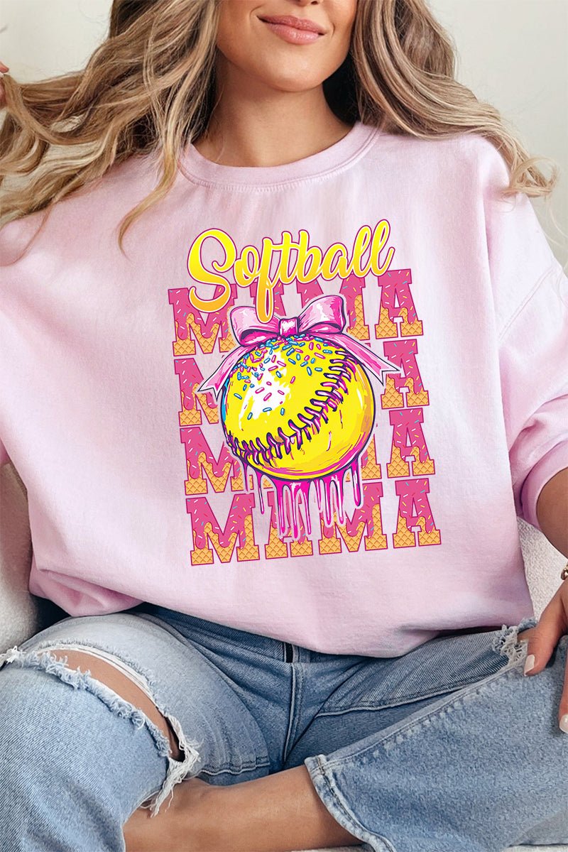 Drippy Stacked Softball Mama Heavy - weight Crew Sweatshirt - Wholesale Accessory Market