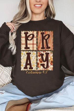 Fall Floral Pray Heavy Blend Crew Sweatshirt - Wholesale Accessory Market