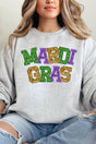 Faux Glitter Mardi Gras Heavy - weight Crew Sweatshirt - Wholesale Accessory Market