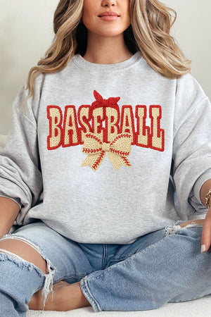 Faux Yarn Baseball Coquette Heavy Blend Crew Sweatshirt - Wholesale Accessory Market