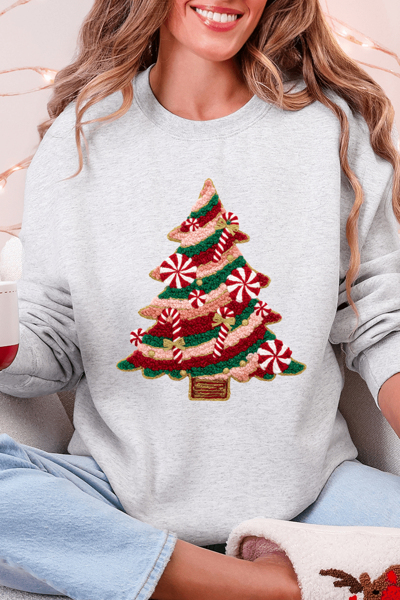 Faux Yarn Candy Cane Wishes Heavy Blend Crew Sweatshirt - Wholesale Accessory Market