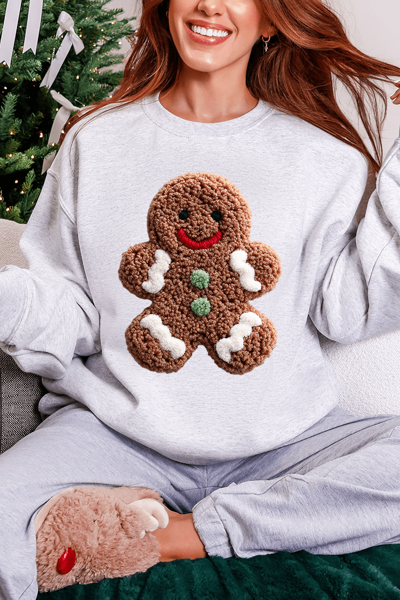Faux Yarn Gingerbread Kisses Heavy Blend Crew Sweatshirt - Wholesale Accessory Market
