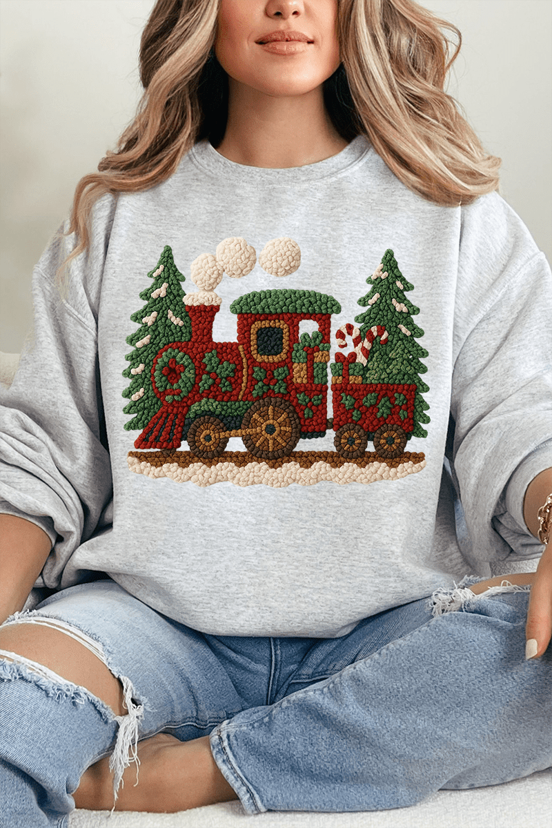 Faux Yarn Mistletoe Express Heavy Blend Crew Sweatshirt - Wholesale Accessory Market