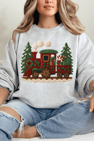 Faux Yarn Mistletoe Express Heavy Blend Crew Sweatshirt - Wholesale Accessory Market