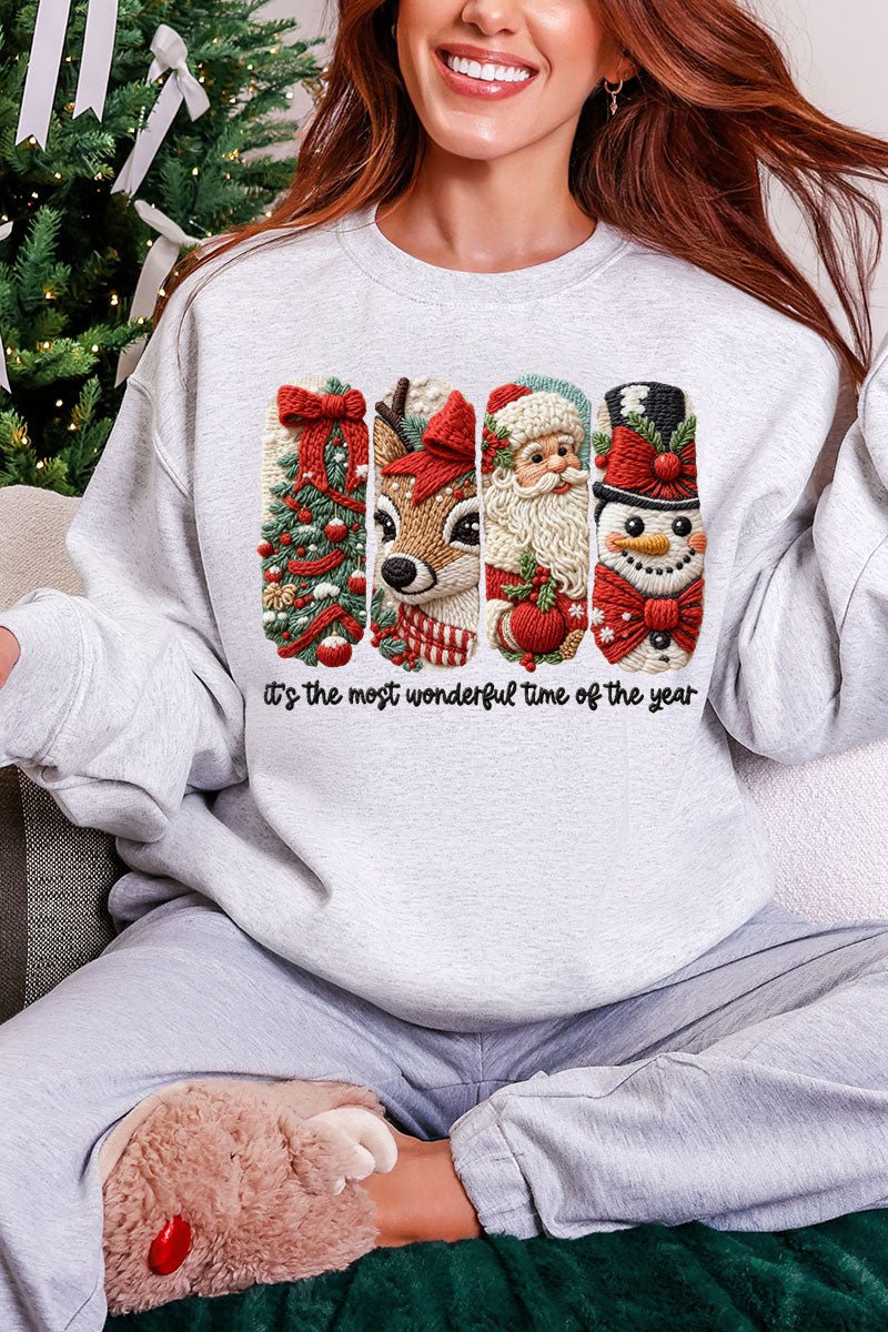 Faux Yarn Most Wonderful Time Heavy Blend Crew Sweatshirt - Wholesale Accessory Market