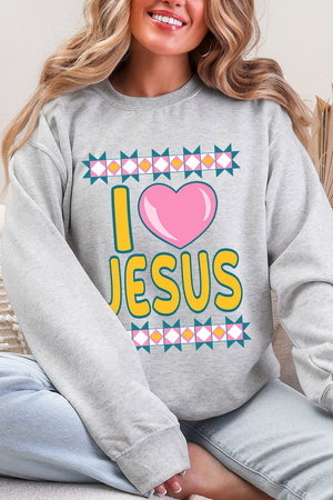 Folk Faith: I Love Jesus Heavy Blend Crew Sweatshirt - Wholesale Accessory Market
