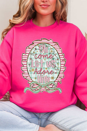 Framed Oh Come Let Us Heavy Blend Crew Sweatshirt - Wholesale Accessory Market