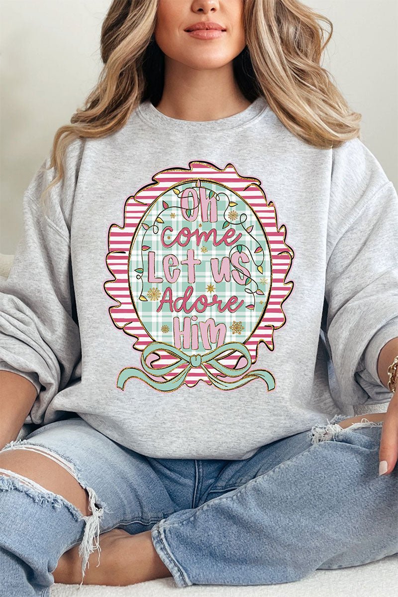 Framed Oh Come Let Us Heavy Blend Crew Sweatshirt - Wholesale Accessory Market