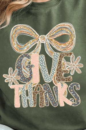 Give Thanks Coquette Heavy - weight Crew Sweatshirt - Wholesale Accessory Market