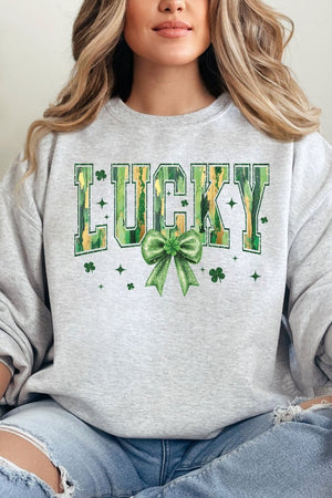 Glitzy Brushed Lucky Heavy - weight Crew Sweatshirt - Wholesale Accessory Market