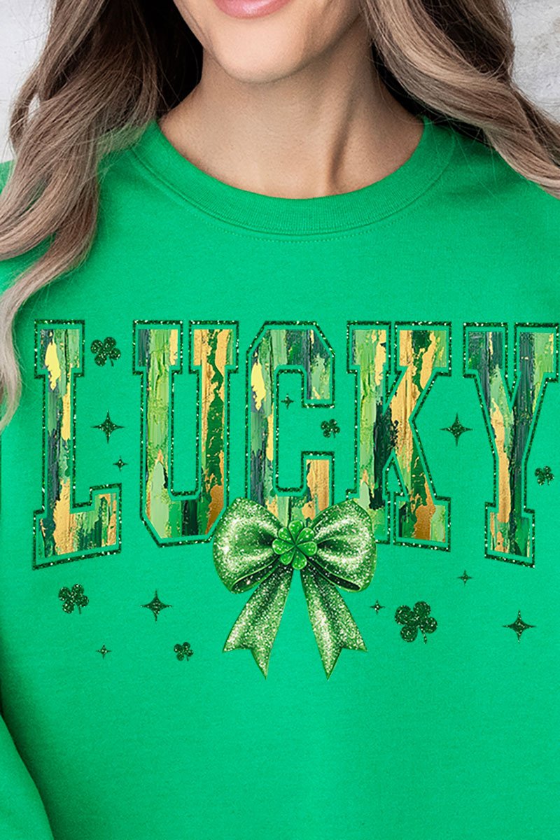 Glitzy Brushed Lucky Heavy - weight Crew Sweatshirt - Wholesale Accessory Market