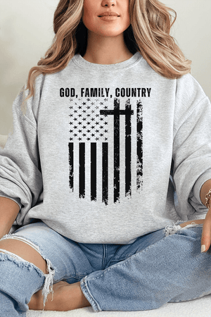 God, Family, Country Heavy - weight Crew Sweatshirt - Wholesale Accessory Market