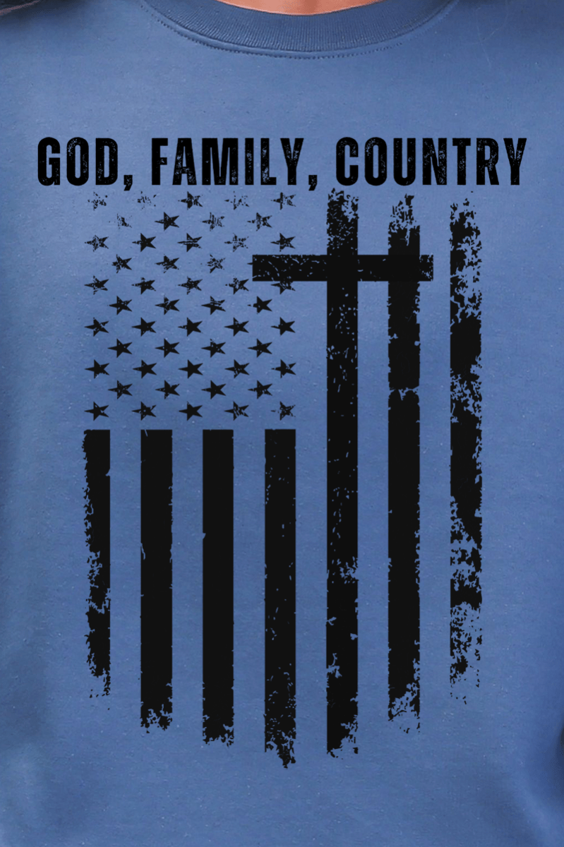 God, Family, Country Heavy - weight Crew Sweatshirt - Wholesale Accessory Market