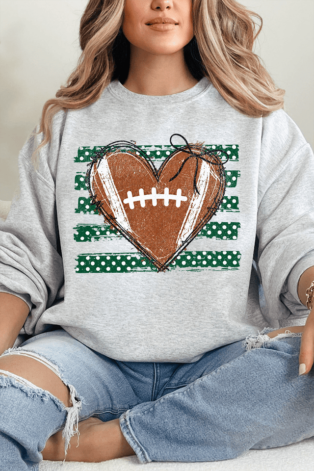 Green Football Sweetheart Heavy Blend Crew Sweatshirt - Wholesale Accessory Market