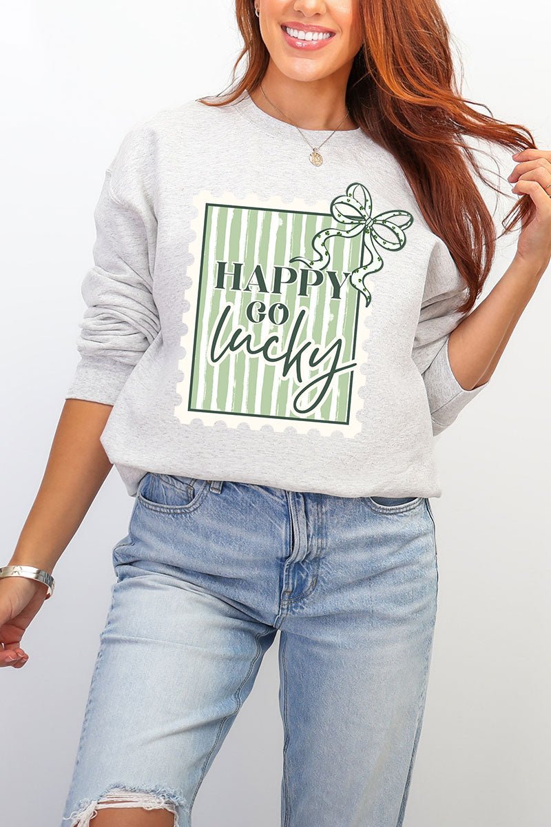 Happy Go Lucky Heavy Blend Crew Sweatshirt - Wholesale Accessory Market