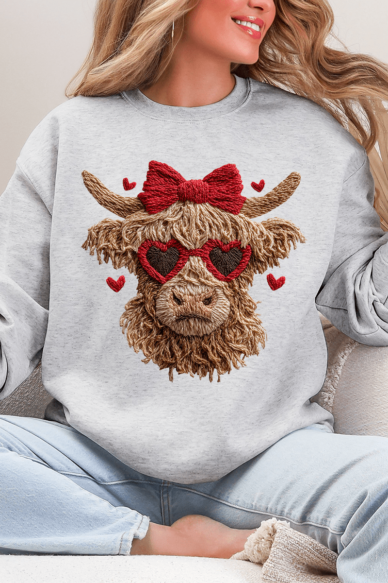 Heartbreaking Heifer Faux Yarn Heavy Blend Crew Sweatshirt - Wholesale Accessory Market