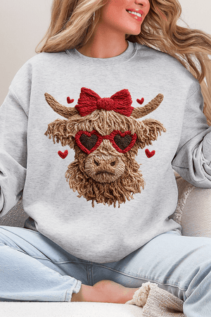 Heartbreaking Heifer Faux Yarn Heavy Blend Crew Sweatshirt - Wholesale Accessory Market
