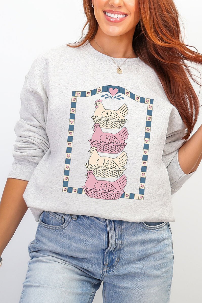 Hen Stack Hearts Heavy Blend Crew Sweatshirt - Wholesale Accessory Market