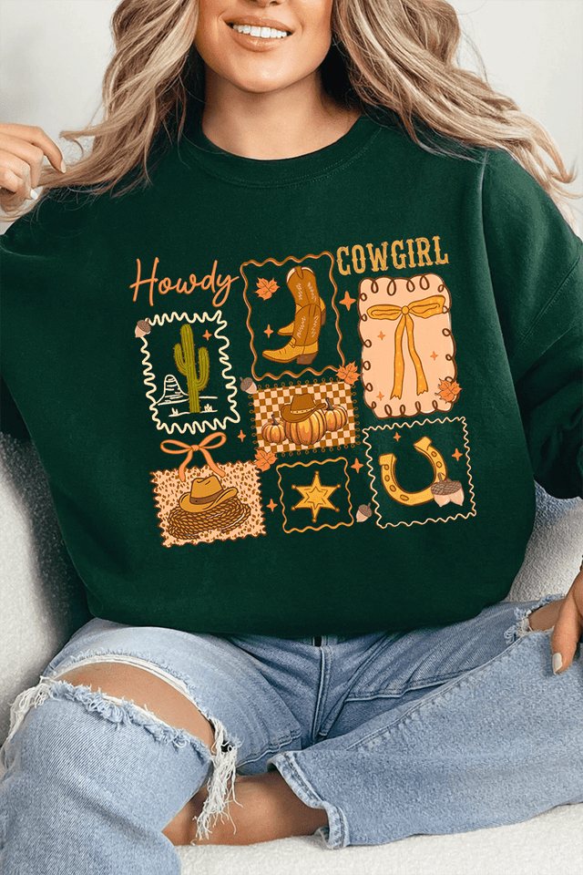 Howdy Fall, Cowgirl Heavy - weight Crew Sweatshirt - Wholesale Accessory Market
