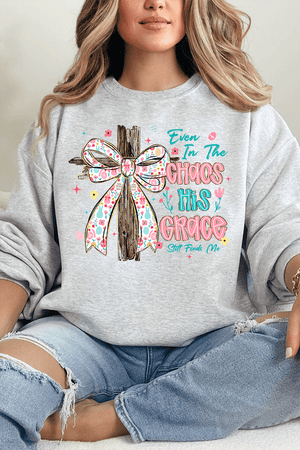 In The Chaos Coquette Cross Heavy Blend Crew Sweatshirt - Wholesale Accessory Market