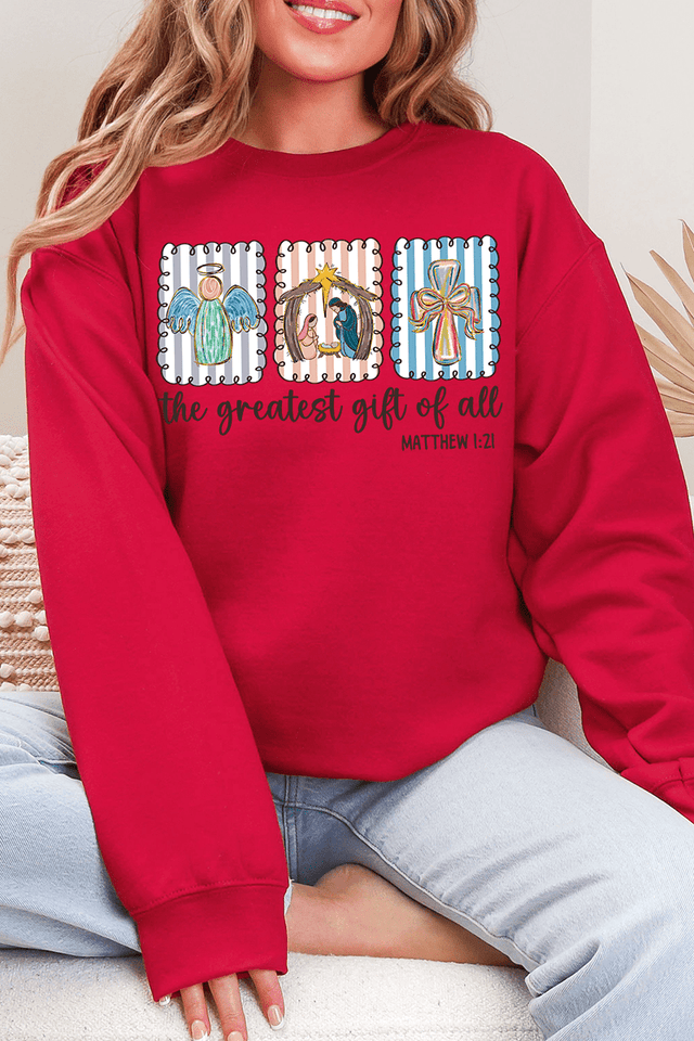 Jesus, Greatest Gift Heavy Blend Crew Sweatshirt - Wholesale Accessory Market