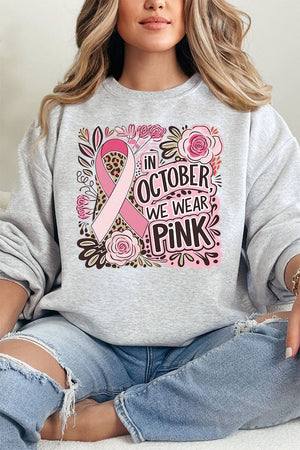 Leopard Doodle We Wear Pink Heavy - weight Crew Sweatshirt - Wholesale Accessory Market