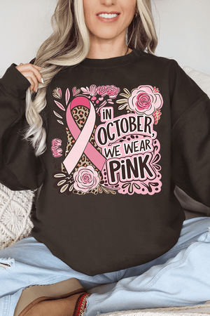 Leopard Doodle We Wear Pink Heavy - weight Crew Sweatshirt - Wholesale Accessory Market