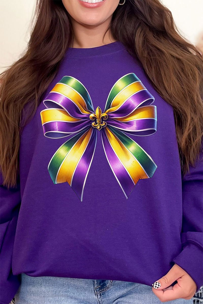 Mardi Gras Ribbon Heavy - weight Crew Sweatshirt - Wholesale Accessory Market