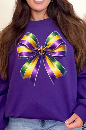 Mardi Gras Ribbon Heavy - weight Crew Sweatshirt - Wholesale Accessory Market