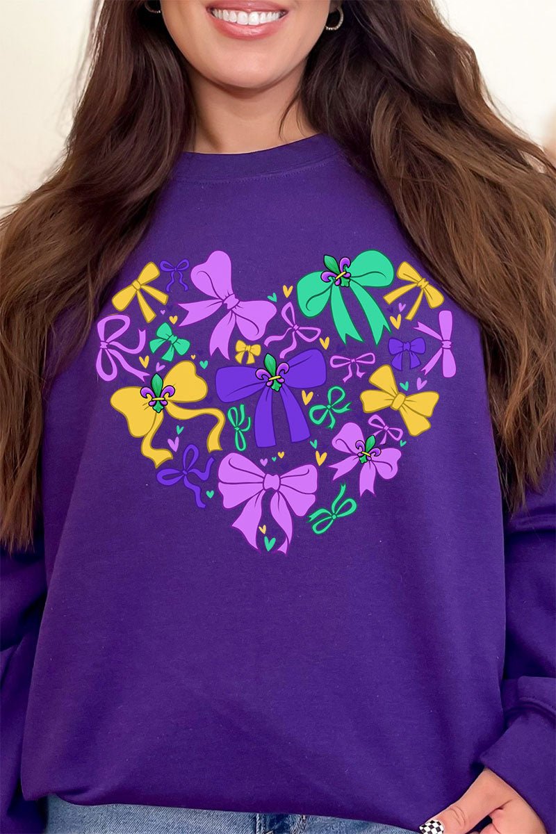 Mardi Magic Bows Heavy - weight Crew Sweatshirt - Wholesale Accessory Market