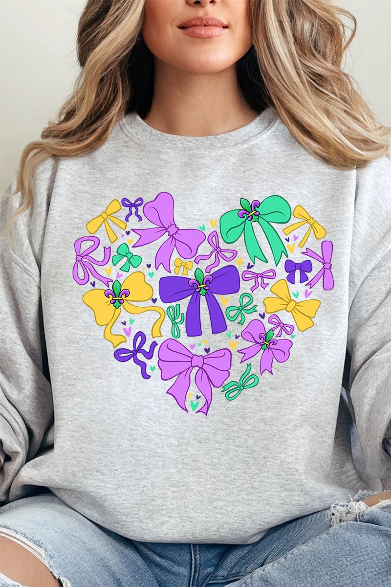 Mardi Magic Bows Heavy - weight Crew Sweatshirt - Wholesale Accessory Market