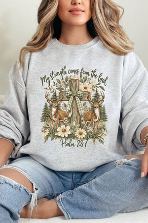 My Strength Woodland Deer Heavy Blend Crew Sweatshirt - Wholesale Accessory Market
