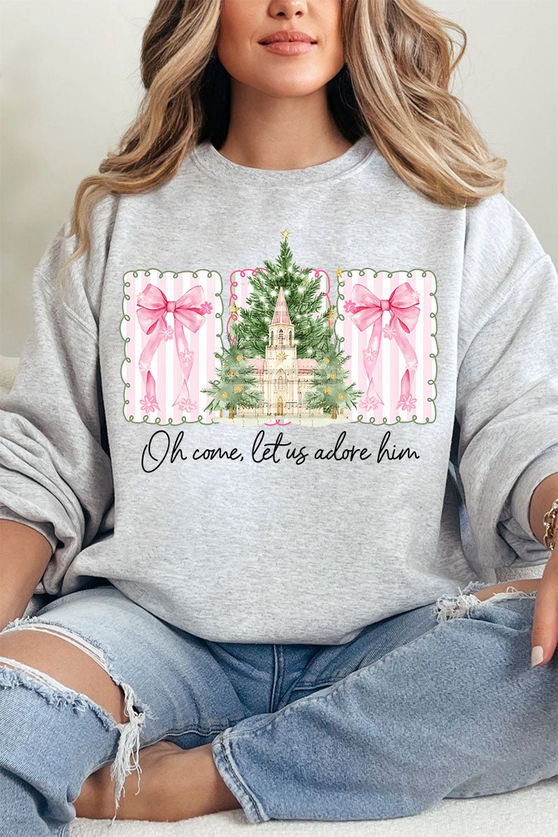 Notes Oh Come Let Us Adore Him Heavy Blend Crew Sweatshirt - Wholesale Accessory Market