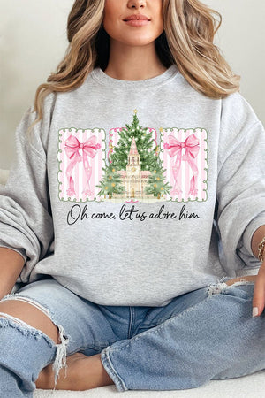 Notes Oh Come Let Us Adore Him Heavy Blend Crew Sweatshirt - Wholesale Accessory Market