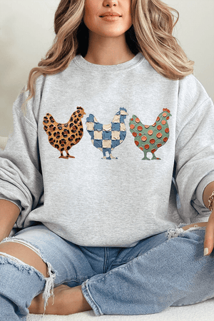 Painted Hen Trio Heavy Blend Crew Sweatshirt - Wholesale Accessory Market