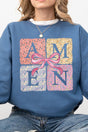 Patchwork Floral Amen Heavy - weight Crew Sweatshirt - Wholesale Accessory Market