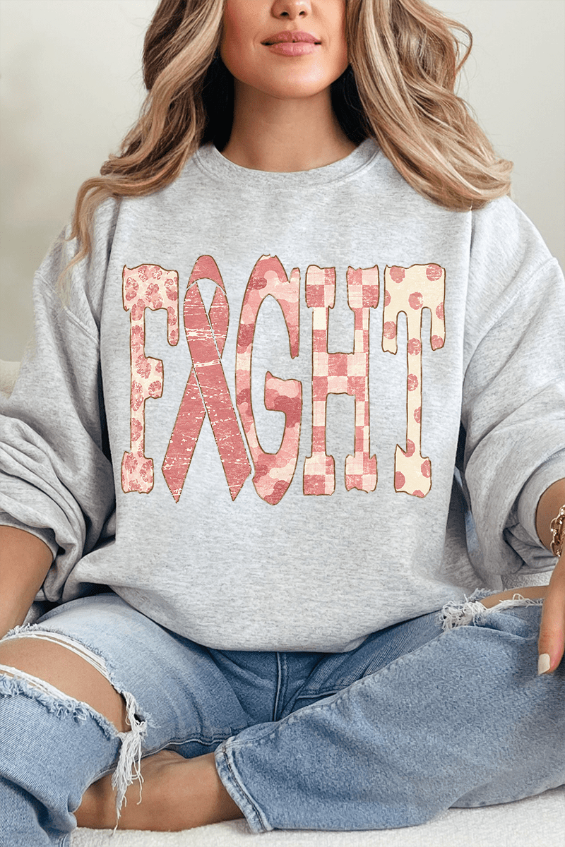 Pink Patterned Fight Heavy Blend Crew Sweatshirt - Wholesale Accessory Market