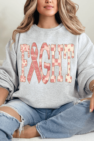 Pink Patterned Fight Heavy Blend Crew Sweatshirt - Wholesale Accessory Market