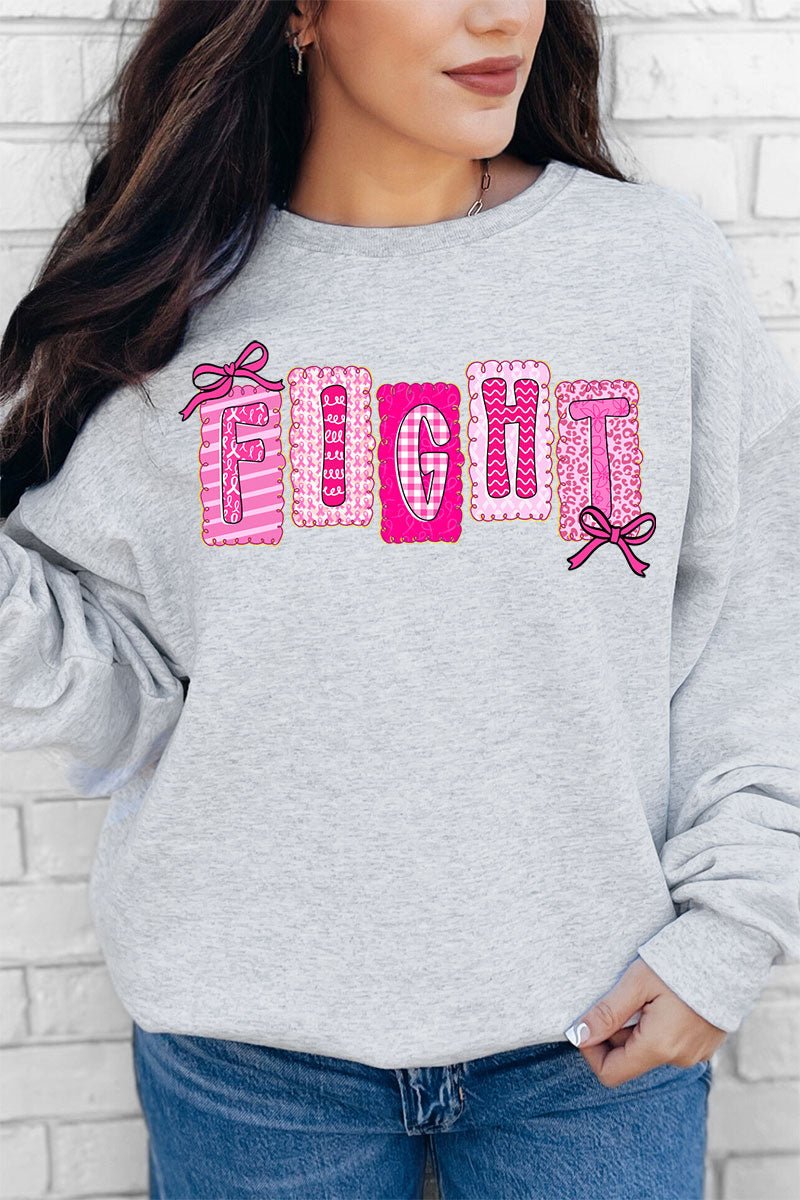 Preppy, Powerful, Pink Fight Heavy - weight Crew Sweatshirt - Wholesale Accessory Market