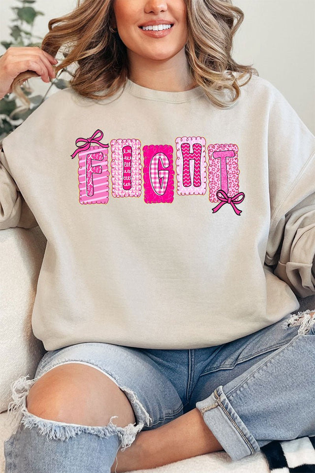 Preppy, Powerful, Pink Fight Heavy - weight Crew Sweatshirt - Wholesale Accessory Market