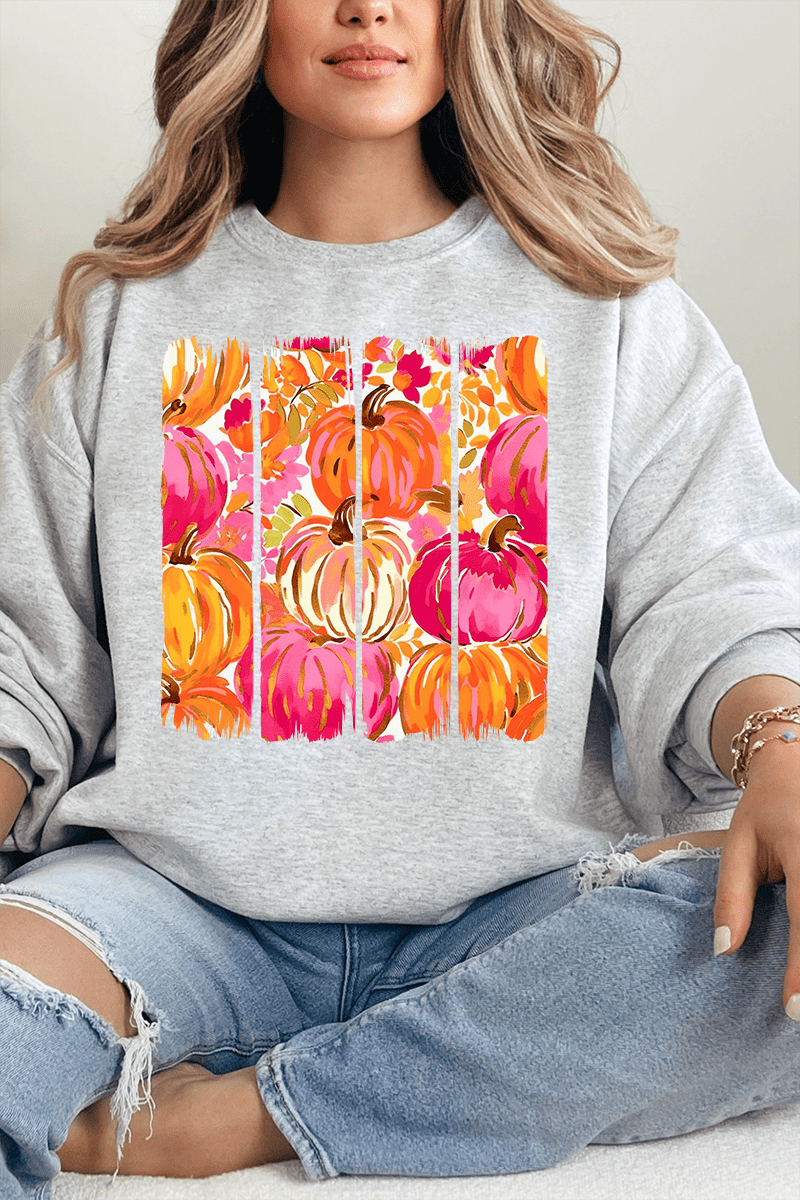 Preppy Pumpkin Brushstroke Heavy - weight Crew Sweatshirt - Wholesale Accessory Market