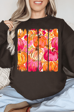 Preppy Pumpkin Brushstroke Heavy - weight Crew Sweatshirt - Wholesale Accessory Market