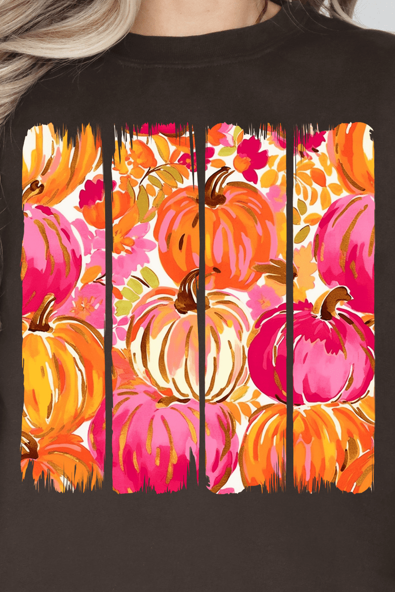 Preppy Pumpkin Brushstroke Heavy - weight Crew Sweatshirt - Wholesale Accessory Market