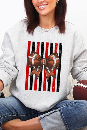 Red & Black Varsity Bow Heavy Blend Crew Sweatshirt - Wholesale Accessory Market