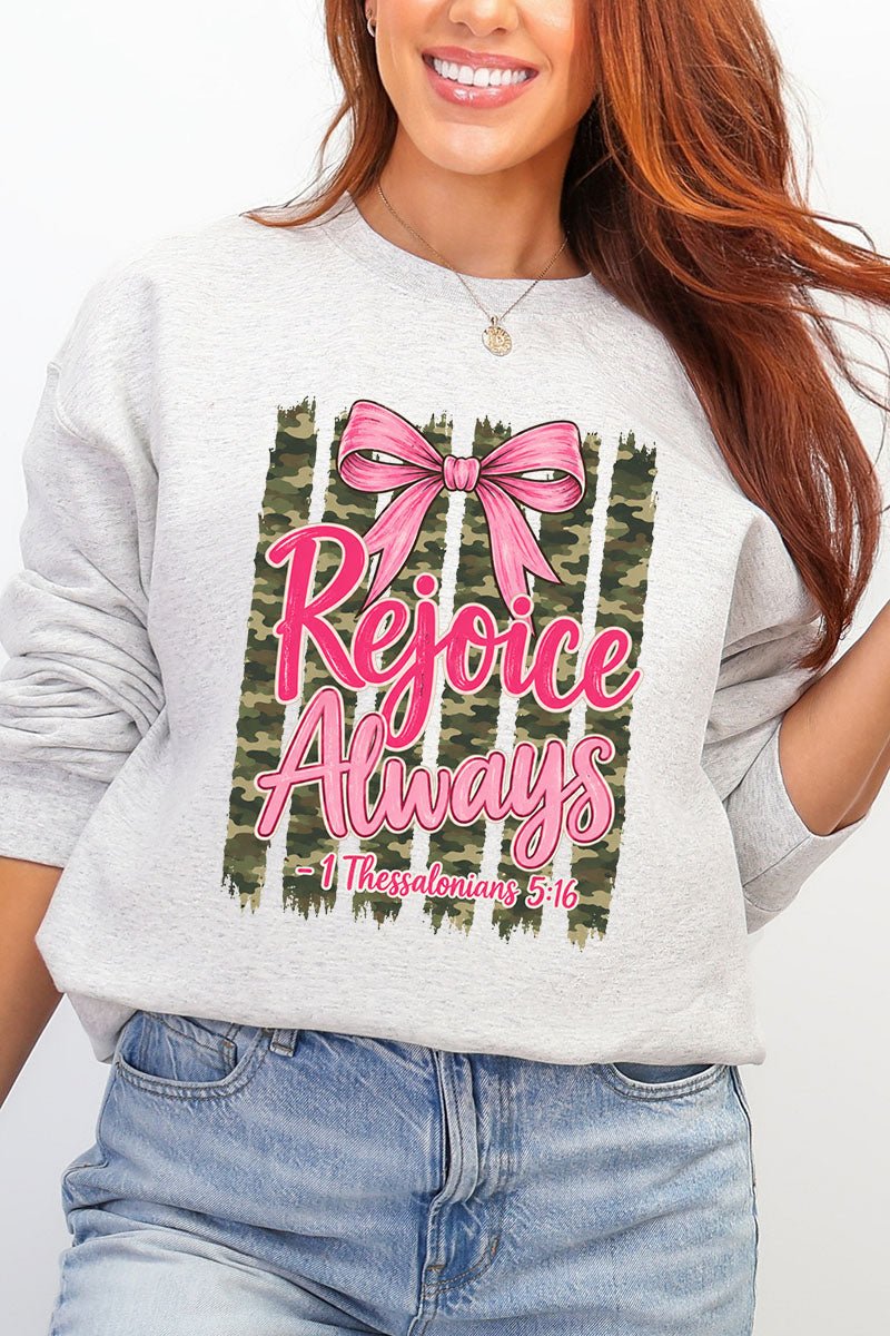 Rejoice Always Girly Camo Heavy Blend Crew Sweatshirt - Wholesale Accessory Market