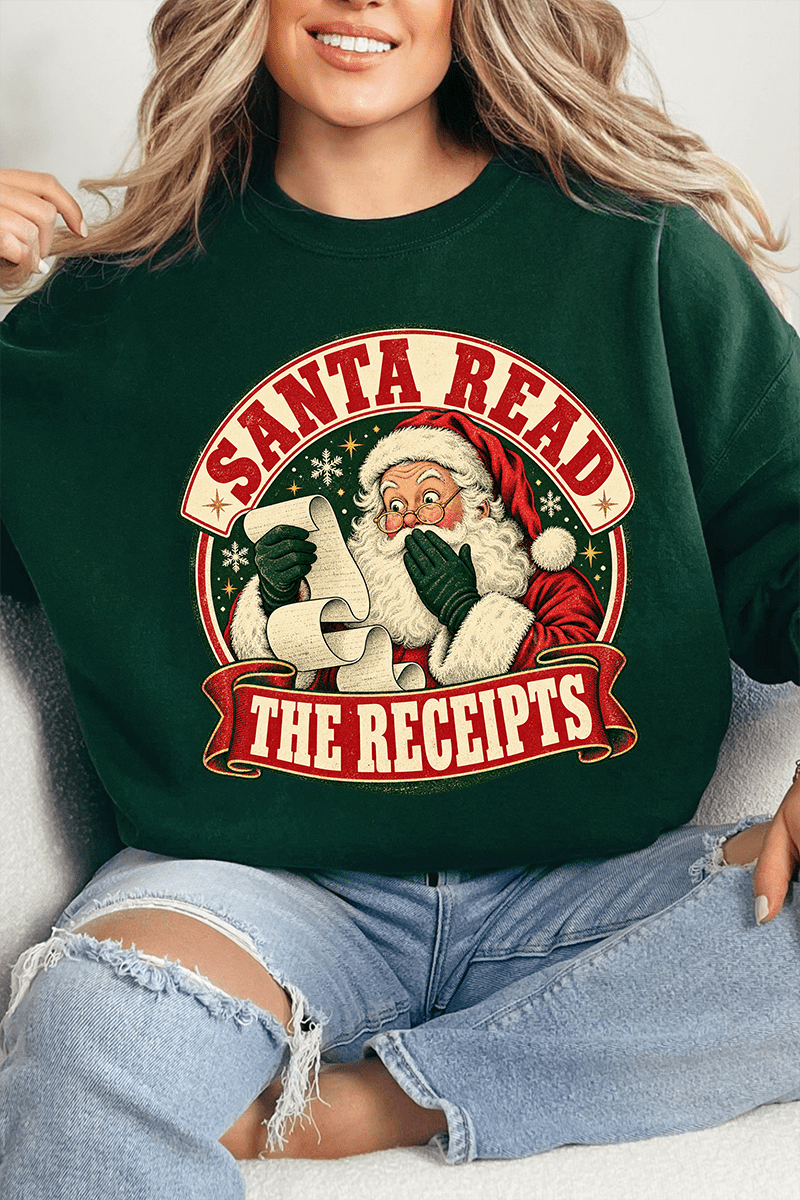 Santa Read The Receipts Heavy Blend Crew Sweatshirt - Wholesale Accessory Market