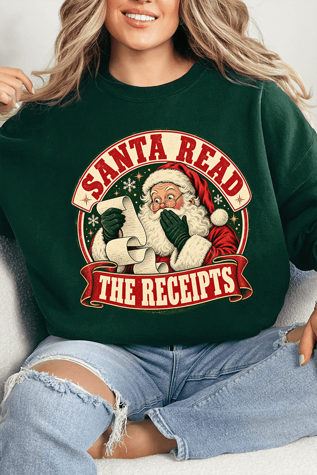 Santa Read The Receipts Heavy Blend Crew Sweatshirt - Wholesale Accessory Market