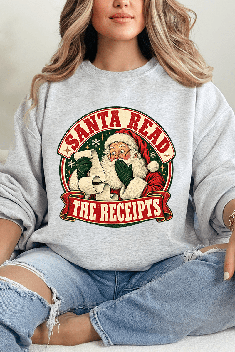 Santa Read The Receipts Heavy Blend Crew Sweatshirt - Wholesale Accessory Market